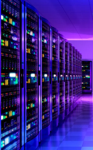 Rows of data centre server racks